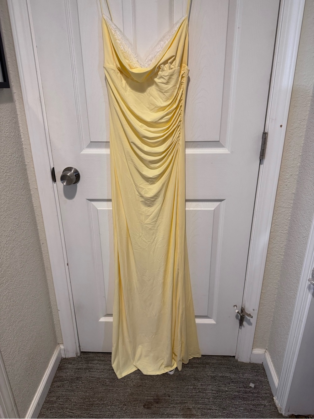 Lucy in the Sky NWT Elegant Yellow Slip Dress with Lace Trim